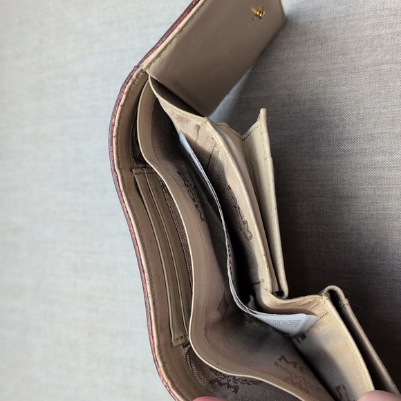 Authentic MCM Visetos Trifold Beige and Pink Leather Wallet with COA - Picture 10 of 11